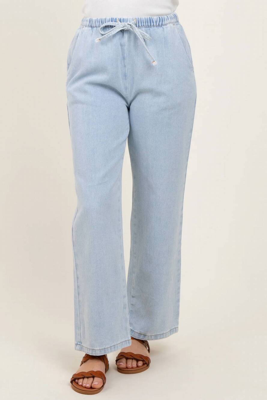 NEW WISHLIST brynn drawstring denim pants in light blue
